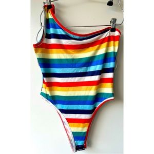 Rainbow striped body suit